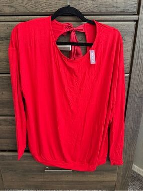 Adore Me Red Long-Sleeve Tie-Back Top